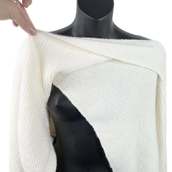 House of Harlow 1960 Cross Front Wrap Shrug Cable Knit Sweater Women’s OS Ivory - Picture 7 of 12